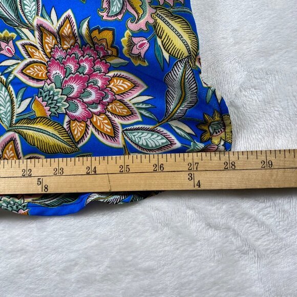 Chenault Womens 2X Floral Print Kimono Sleeve Blouse Blue Black Polyester - Picture 9 of 9